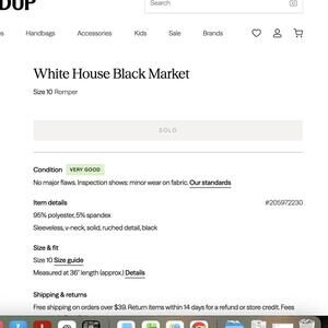 White House Black Market Black Sleeveless Romper Size 10